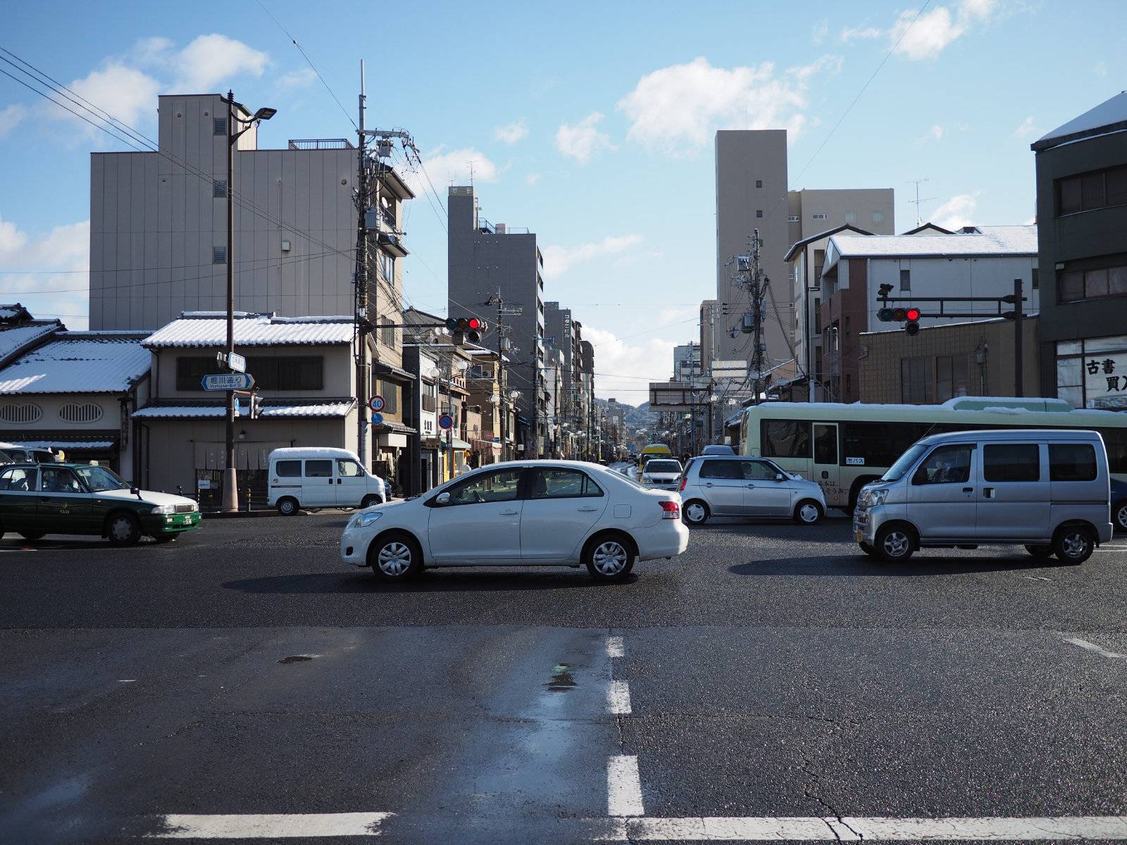 Kyoto intersection at street level