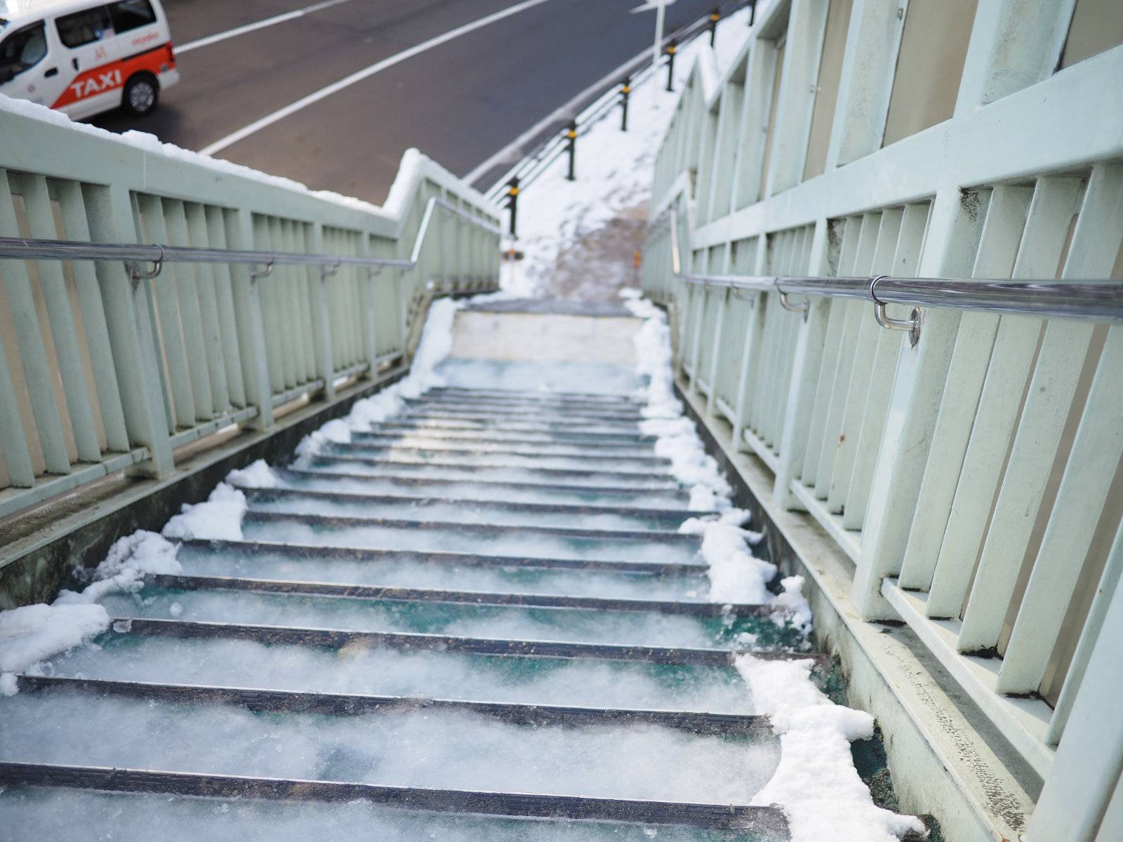 Snow covered stairs