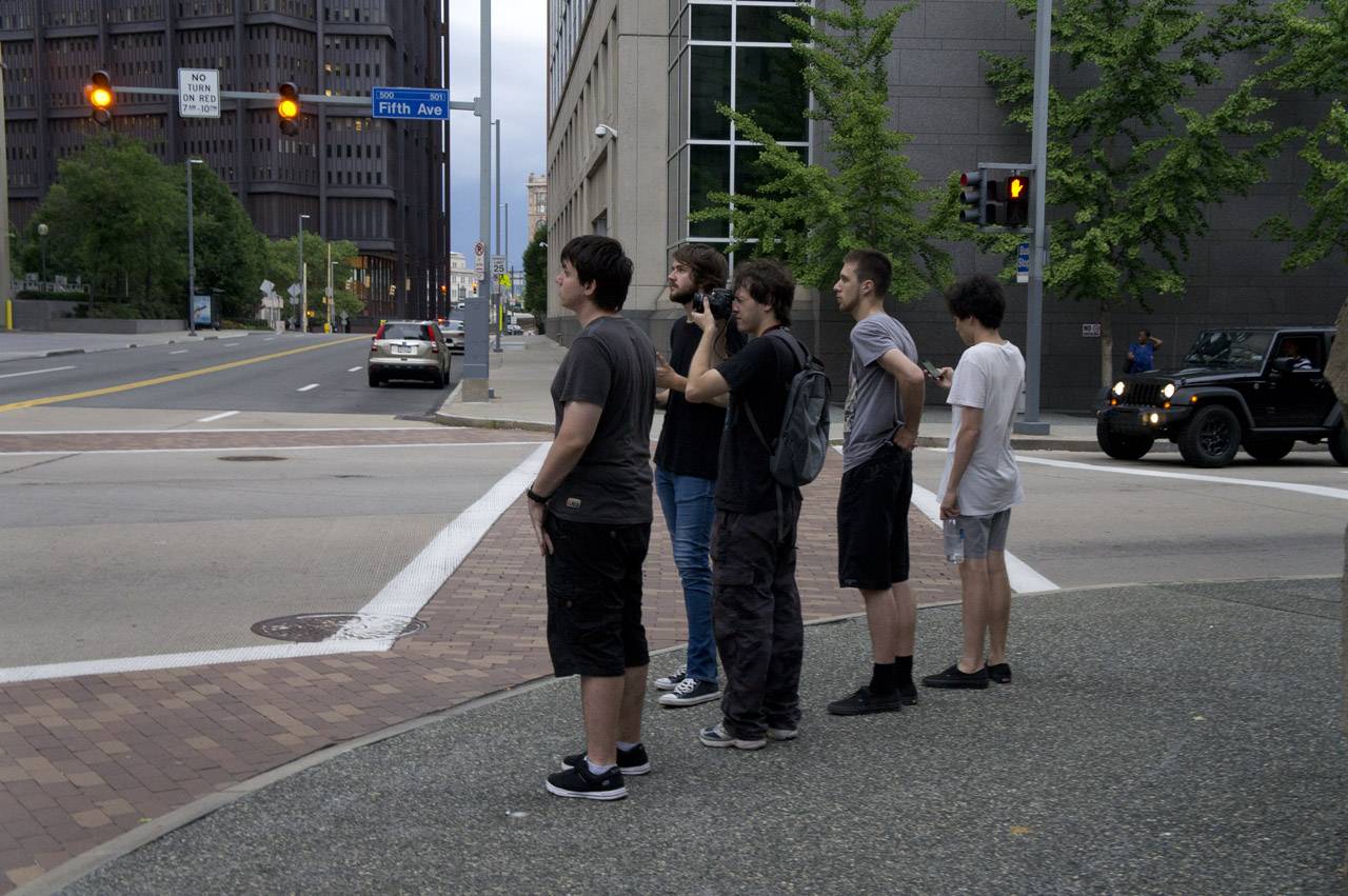 The group on a street corner