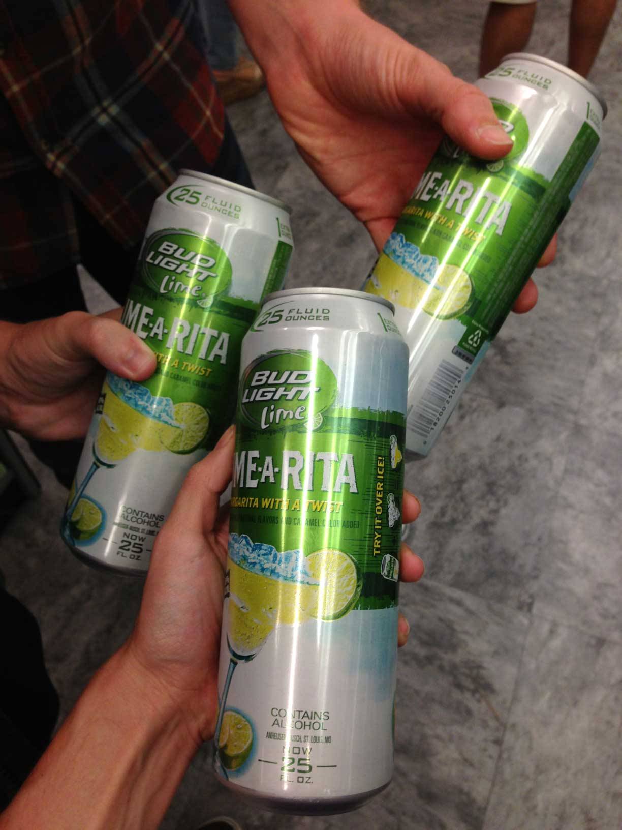 Some giant Bud Light Lime-a-Rita cans