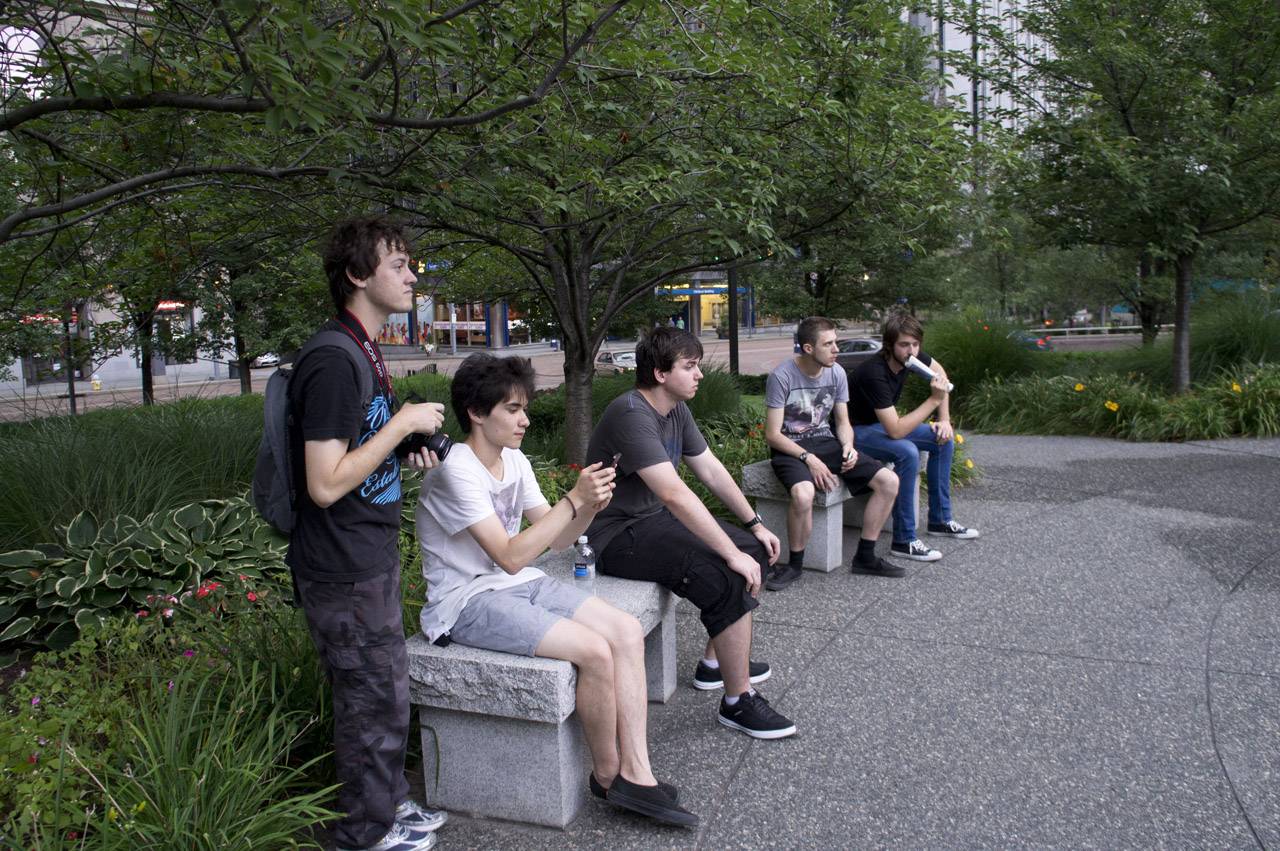 The group sitting in the park