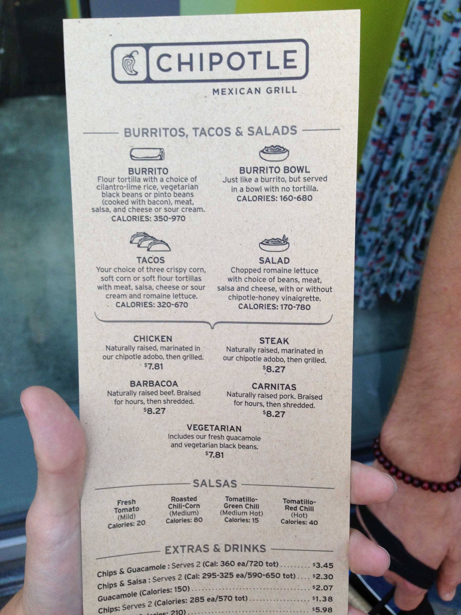 Chipotle menu
