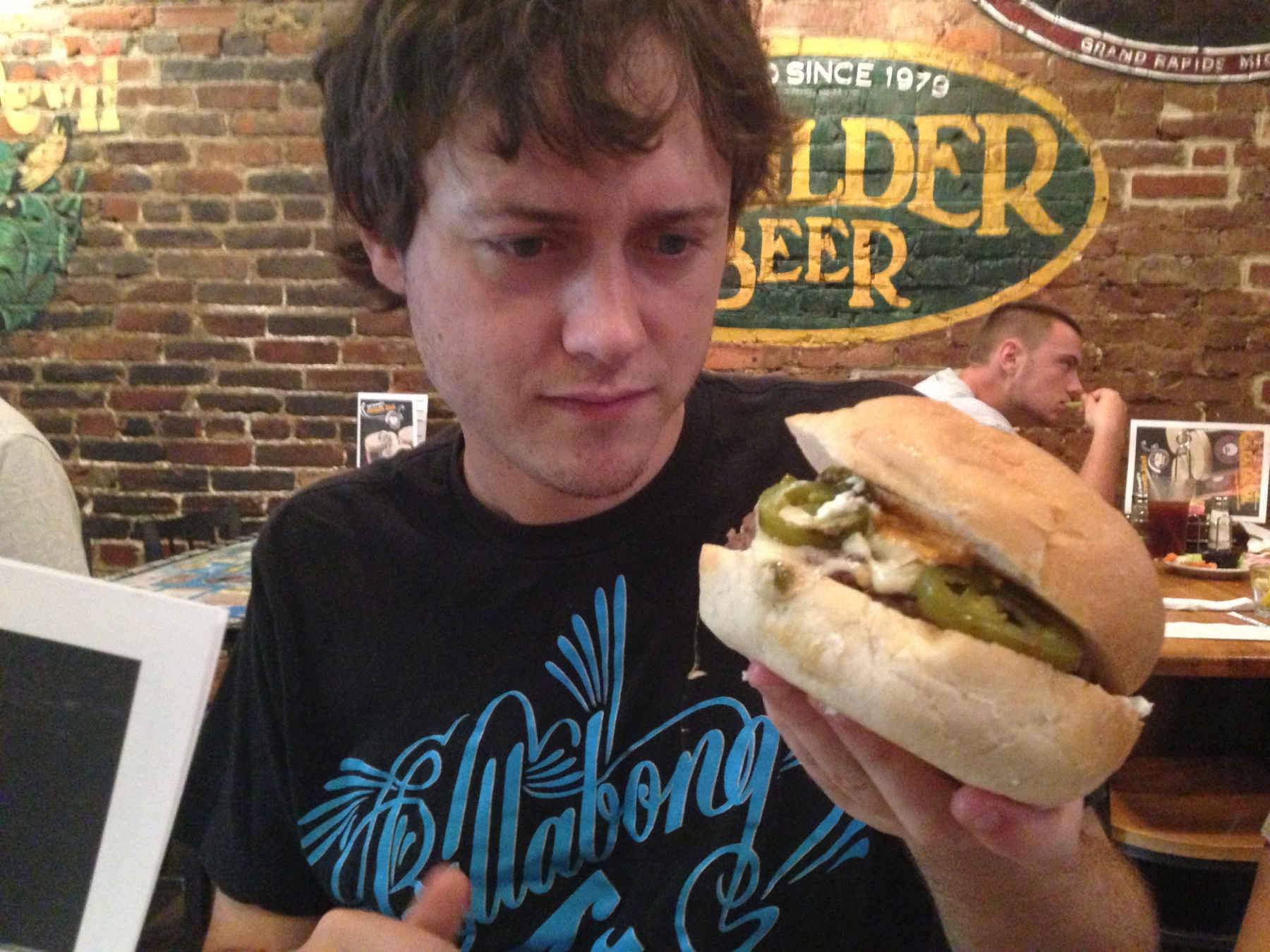 Richard with his burger