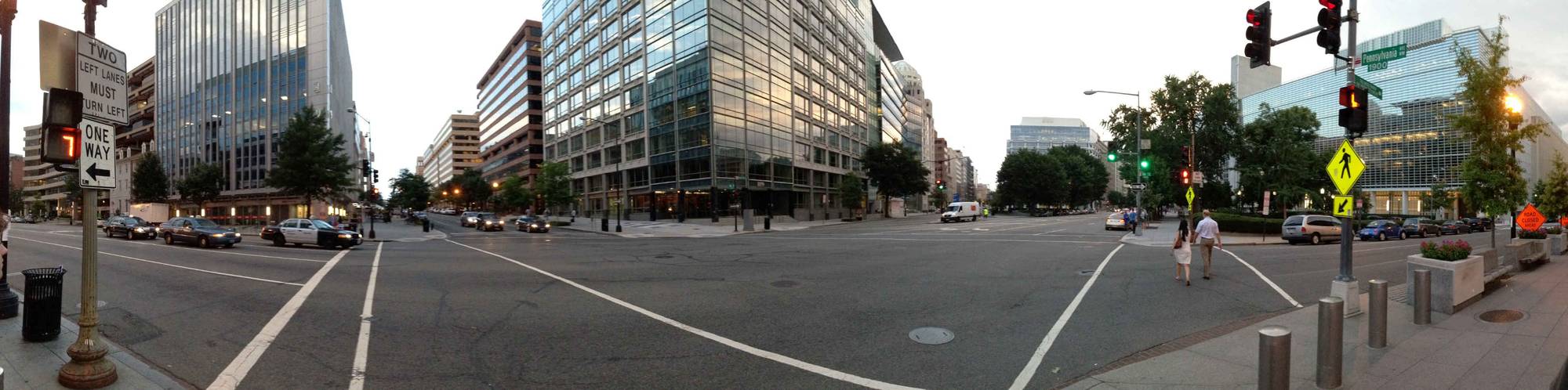 Panorama of city street in Washington
