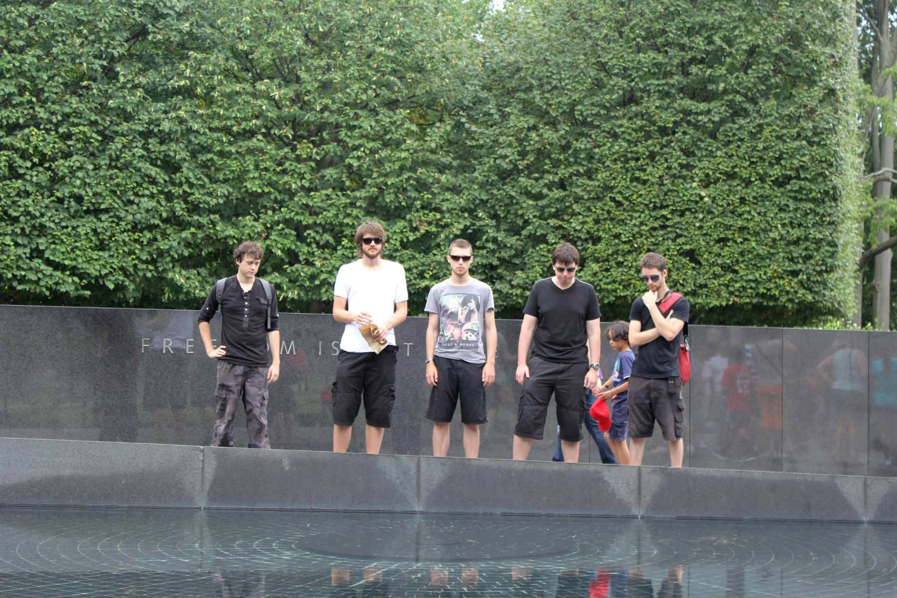 Richard, Butcher, Irwin, Andrew, and Jared at the monument