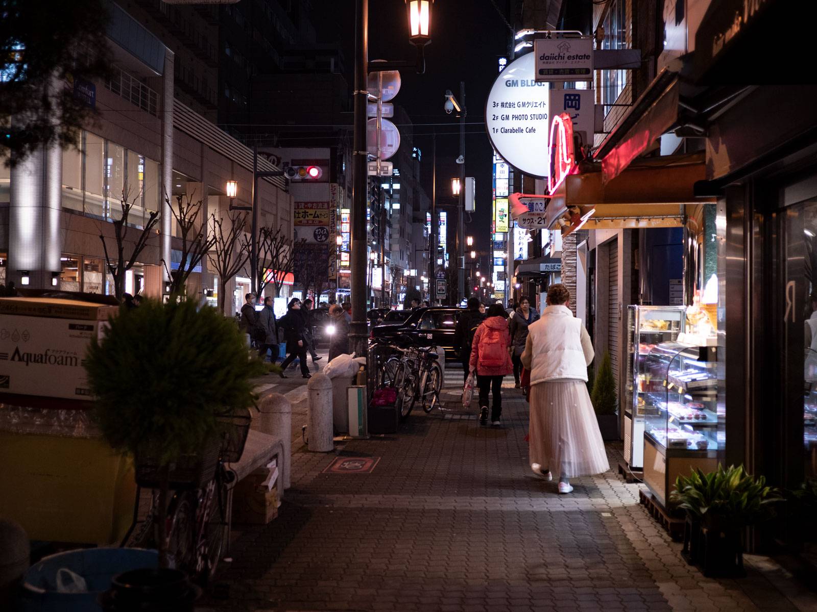 Street sidewalk at night