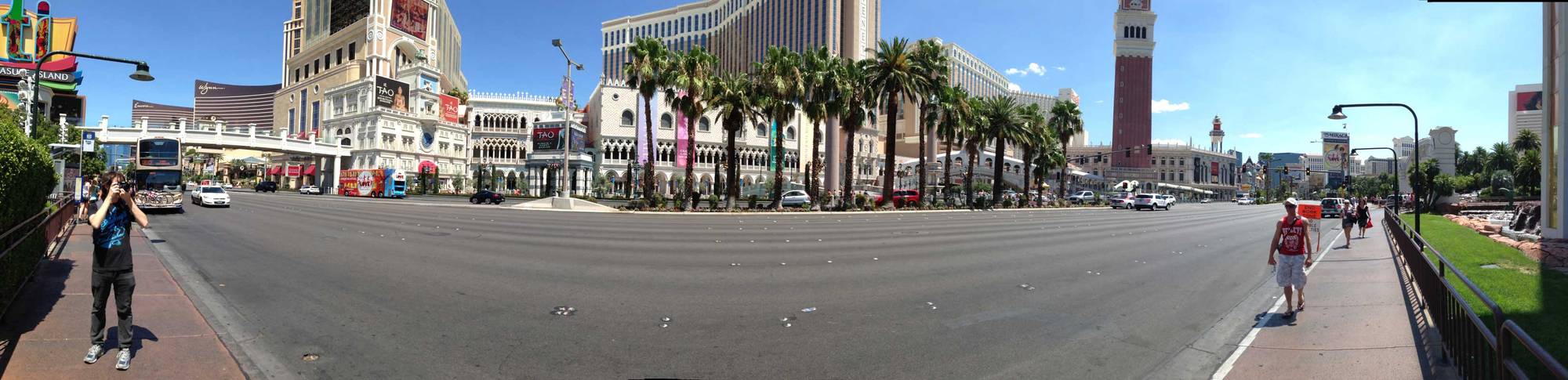 Panorama of the Las Vegas strip, with Richard taking a photo
