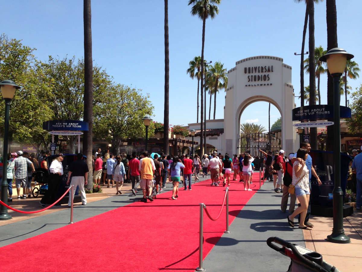 Universal Studios entrance with red carpet