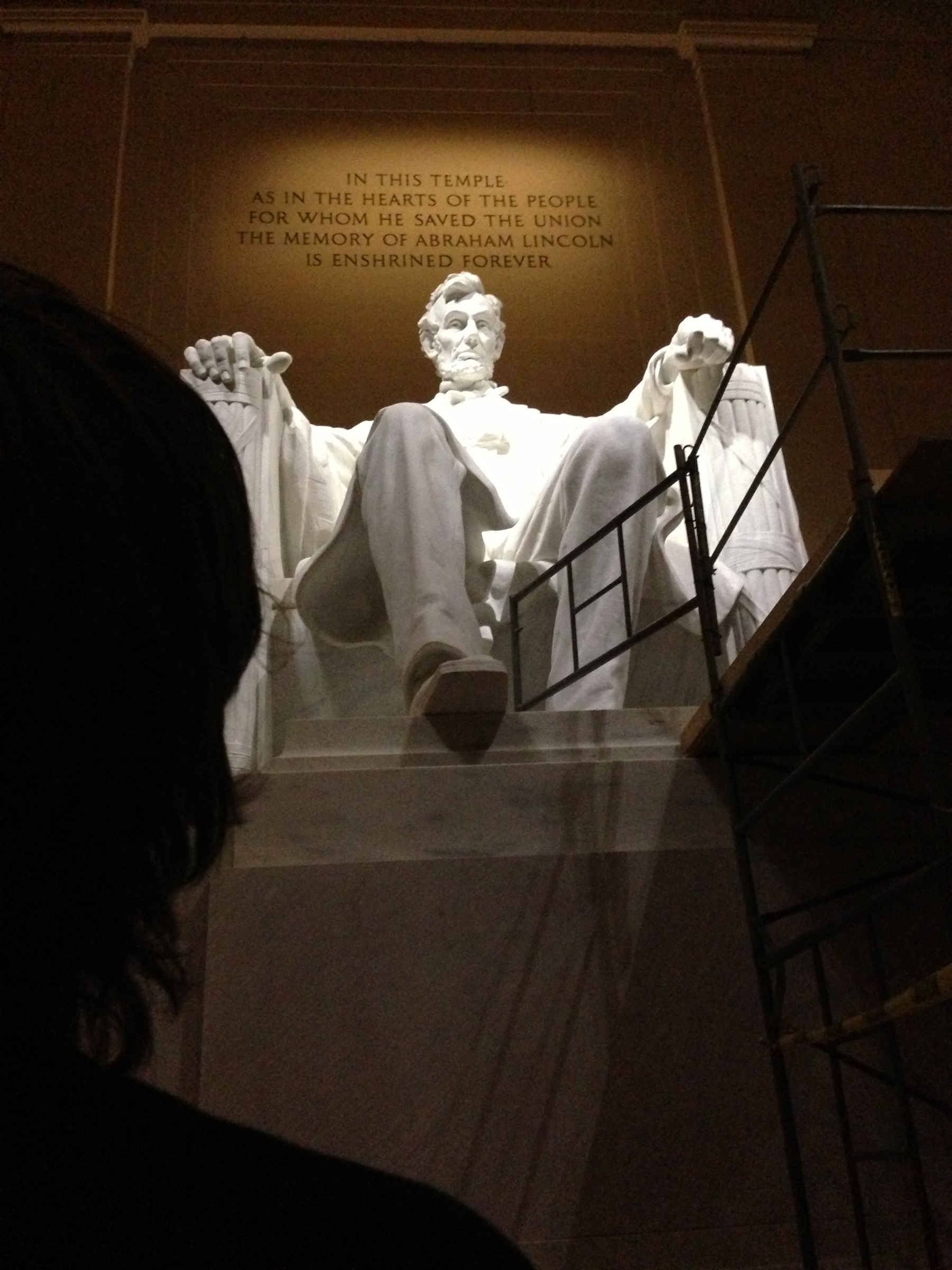 Looking up at the Lincoln Memorial